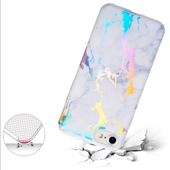 White Holographic Marble Case for iPhone 7 and 8 - Picture 1 of 5
